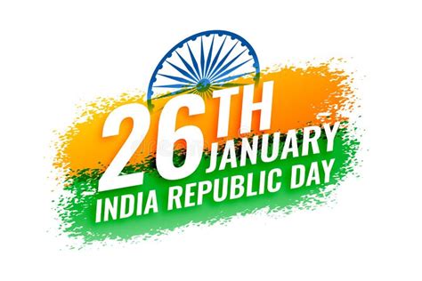 26th January India Republic Day Wishes Greeting Stock Vector