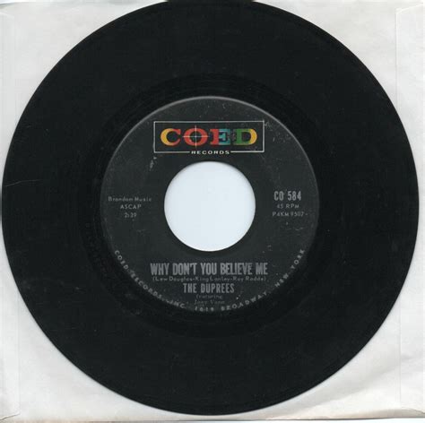 The Duprees Why Dont You Believe Me On Coed Original 45 Ebay