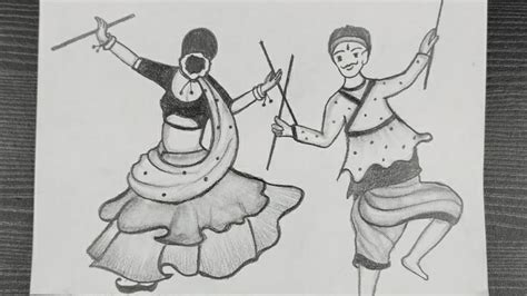Navratri Garba Drawing Garba Drawing Easy Dandiya Dance Drawing Hot