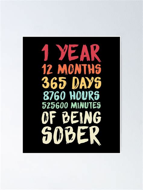 1 Year Sober Anniversary Poster For Sale By Hadicazvysavaca Redbubble