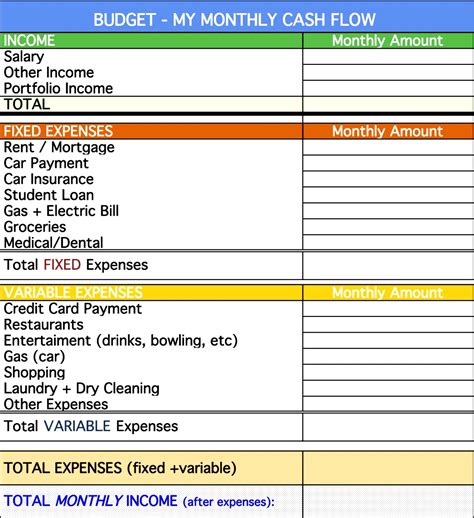 Free Budget Template Printable Excel