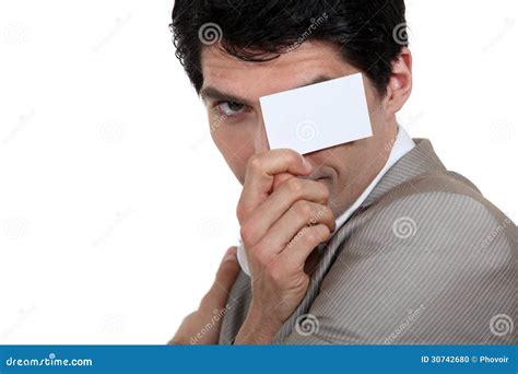 Businessman Holding A Card Stock Photo Image Of Expression 30742680