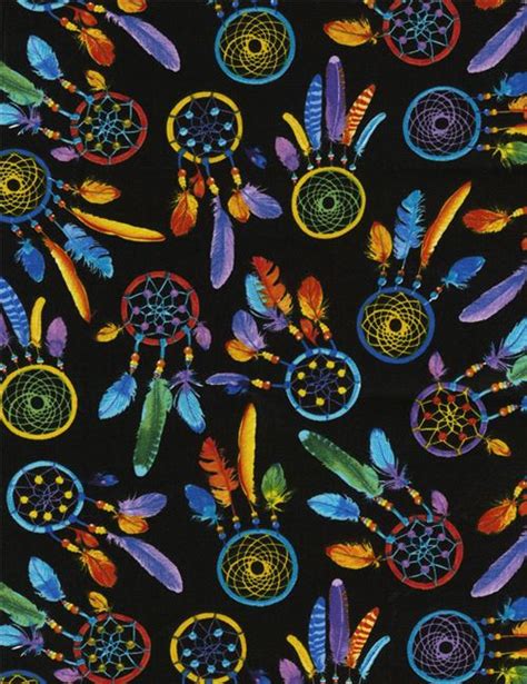 Black With Colorful Dream Catcher Fabric Timeless Treasures Modes4u