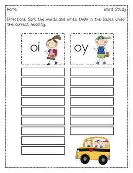 Unscramble the words to form a logical sentence. School Kids oi, oy Diphthong Word Sort by Primary Reading ...