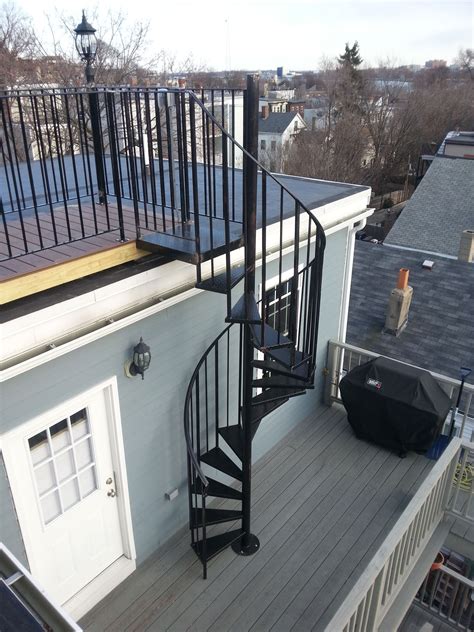 Telegraph Hill Roof Deck With Wrought Iron Railings Spiral Stairs 2