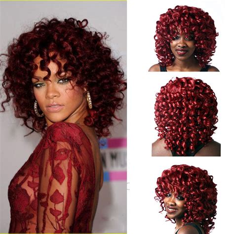 Women Red Hair Short Curly Synthetic Wig Short Kinky Curly Afro Wigs Natural Hair Short Wigs For