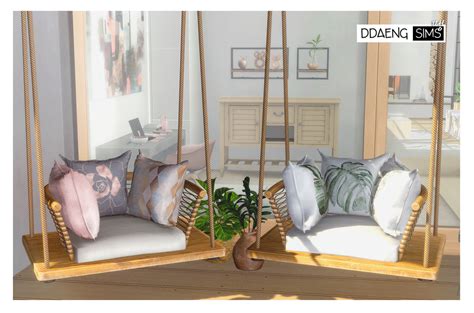 Ddaengsims Sims 4 Natural Hanging Chair2 Swatches Functional