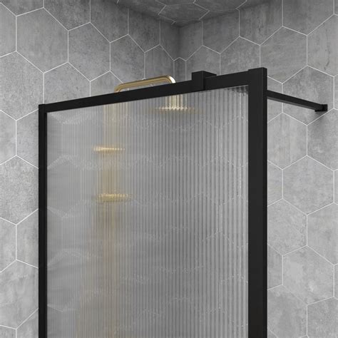 700mm black fluted glass wet room shower screen volan better bathrooms
