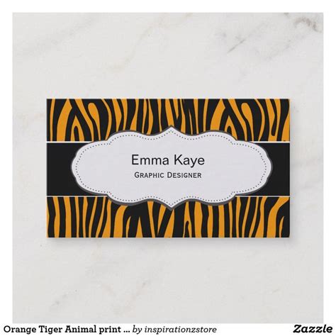 Orange Tiger Animal Print Business Cards Zazzle Printing Business