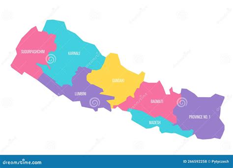 Nepal Political Map Of Administrative Divisions Stock Vector