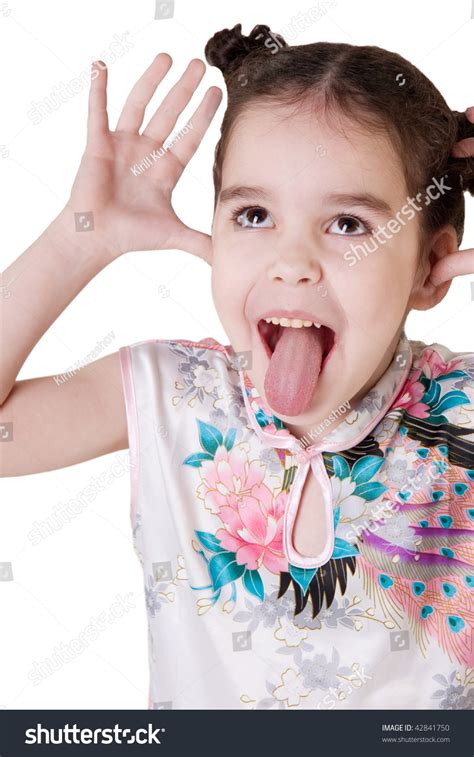 Funny Little Girl Showing Her Tongue Stock Photo 42841750 Shutterstock