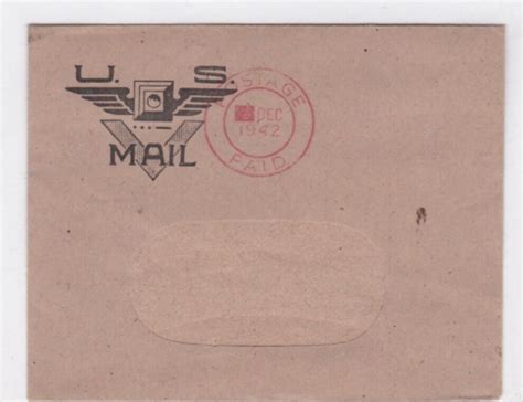 US V Mail Cover Window Envelope Brown W Metered Postage Paid Victory EBay