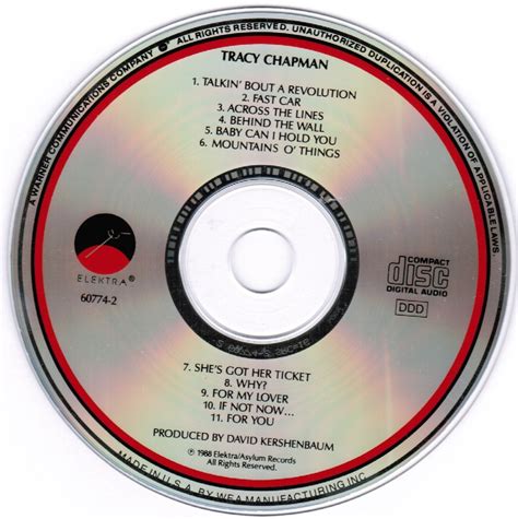 Tracy Chapman Self Titled Debut Cd Album