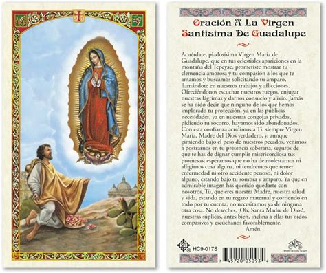 Oracion A La Virgen De Guadalupe Juan Diego Laminated