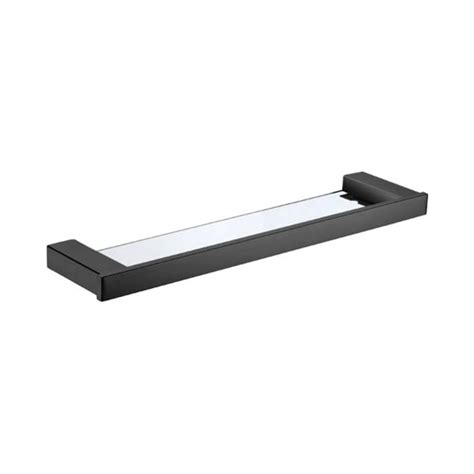 This shelf has a zinc fixture, making it a convenient accessory due to its durability and lightweight build. KOKO - glass shelf matte black | White Bathroom Co