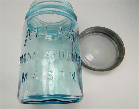 Vintage Blue Atlas Strong Shoulder Mason Jar With Zinc Lid Love These