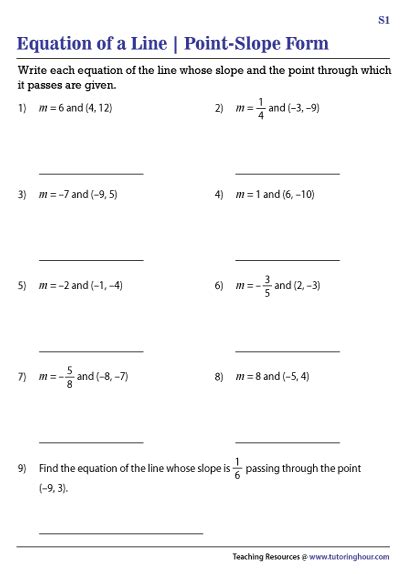 Point Slope Worksheet With Answers