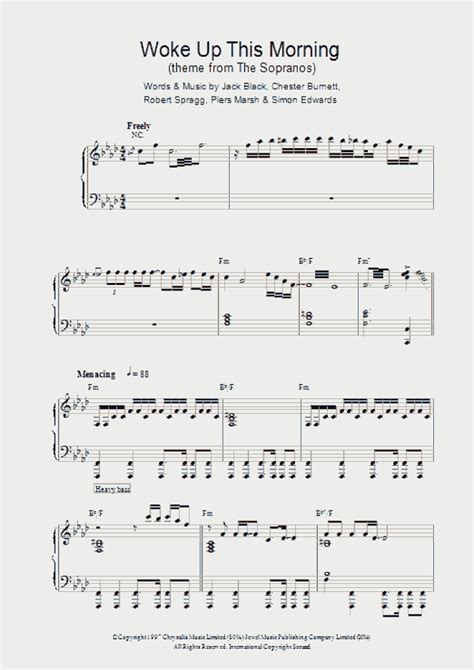 Woke Up This Morning Piano Sheet Music