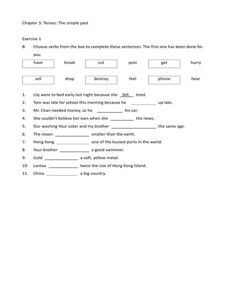 Past Tense Worksheet