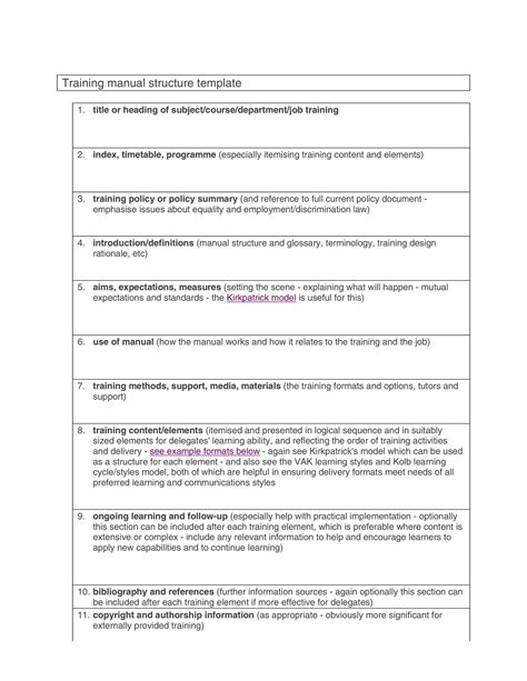 Training Manual Free Templates Examples In Ms Word