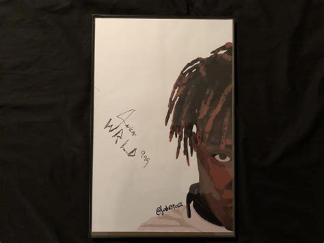 Yesterday I Met Juice Wrld He Signed My Illustration I Made And Took Copies Of It With Him