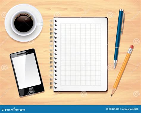 Notepad On Office Desk Top View Stock Photos Image 33479493