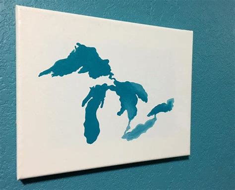 The Great Lakes Map Painting On Canvas Realistic Simple Hand