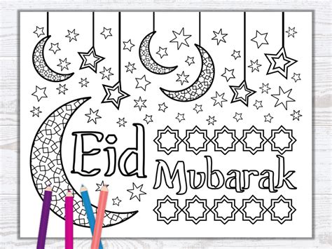 Eid Mubarak Coloring Page Ramadan And Eid Activity Printable Etsy Hong Kong