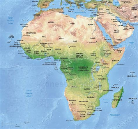 Vector Map Africa Continent Shaded Relief One Stop Map