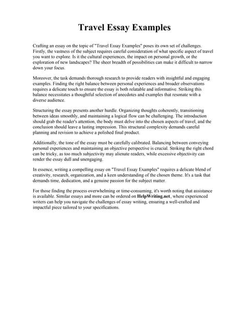 Travel Essay Examplespdf