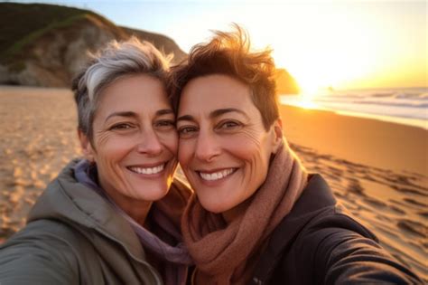 Premium Ai Image Selfie Of Two Mature Lesbian Women Lgbtq Acceptance