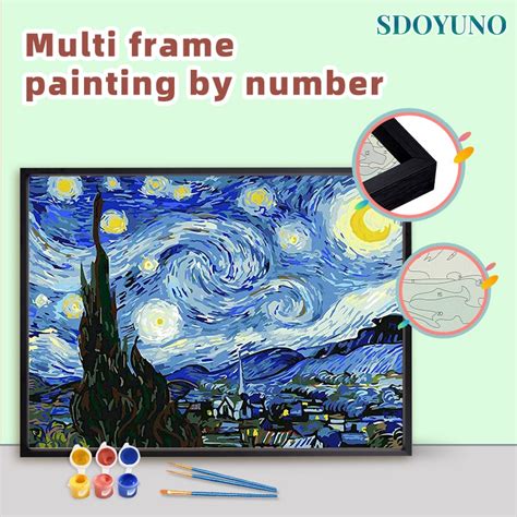 Sdoyuno Acrylic Painting By Numbers Kits Picture Drawing Starry Sky