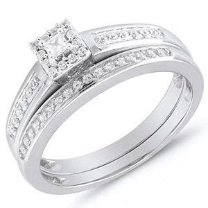 Browse our selection of affordable bridal sets to find the perfect engagement and wedding ring set for her. 10K White Gold 1/5 ct tw Diamond Bridal Set | Diamond bridal sets, Wedding rings, Bridal sets
