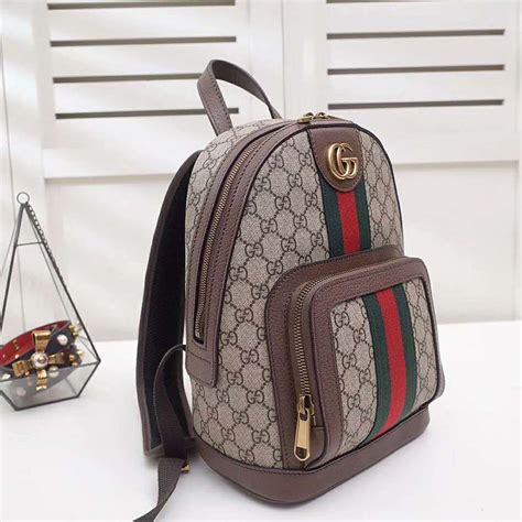 Gucci Gg Unisex Ophidia Gg Small Backpack Brown Lulux