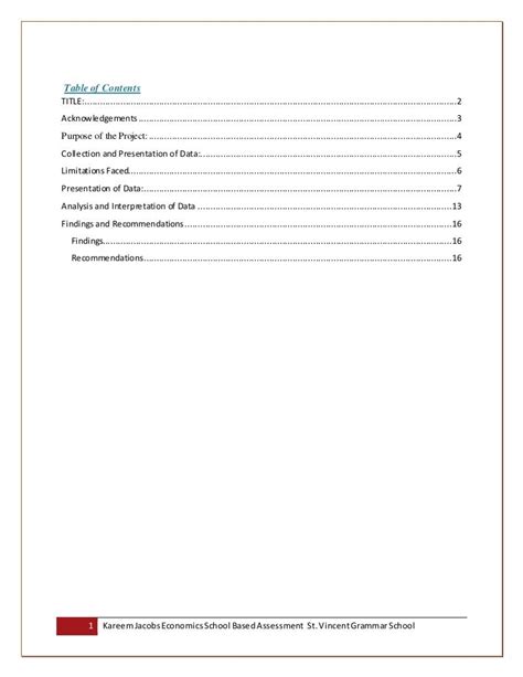 Cxc Economics School Based Assesment