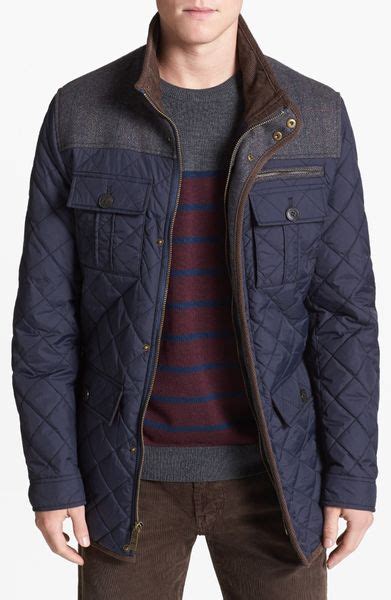 Vince Camuto Nylon Quilted Jacket In Blue For Men Navy Lyst