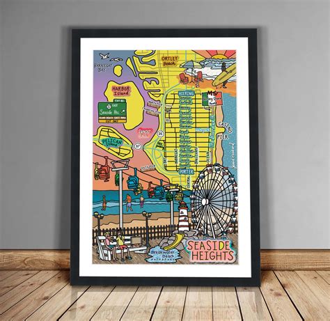 Map Of Seaside Heights New Jersey Customization And Framing Options