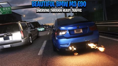 BMW M3 E90 Swerving Through HEAVY Traffic Assetto Corsa Steering