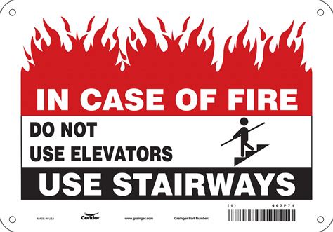 Condor Safety Sign Emergency Exit In Case Of Fire Do Not Use Elevators