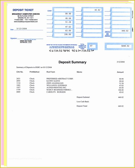 Quickbooks Deposit Slip Template Complete All Necessary Information In