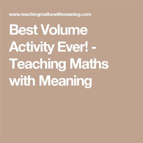 Best Volume Activity Ever Mathful Learners Volume Activities