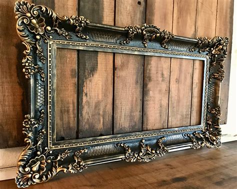 Large Ornate Black Wall Frame With Gold Highlighting Huge Etsy