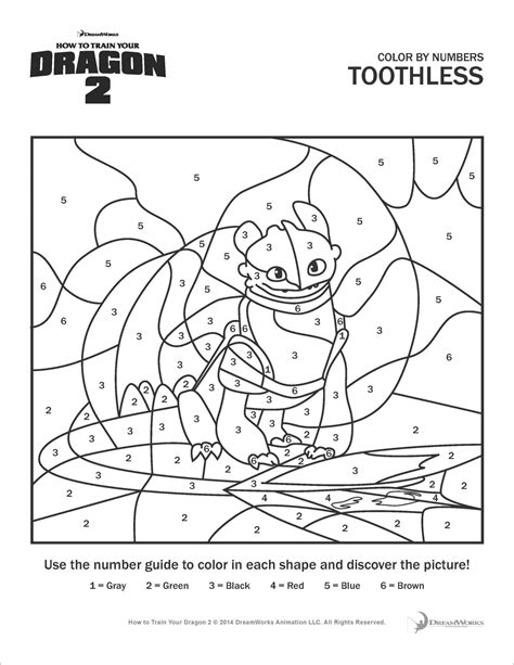 How To Train Your Dragon Toothless Color By Number Coloring Page