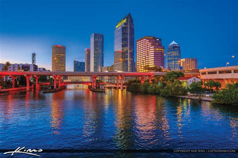 Tampa Florida Skyline Along The River Downtown Hdr Photography By