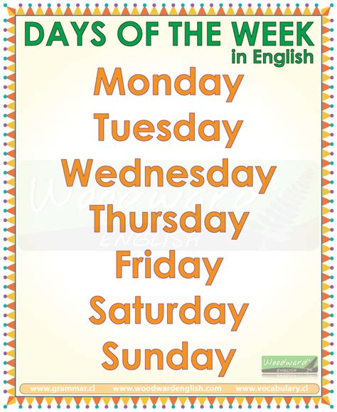 Days Of The Week Months Of The Year Seasons In English Vocabulary