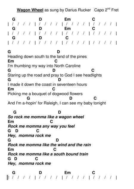 Wagon Wheel By Boby Dylan And Ketch Secor Digital Sheet Music For