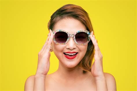 Fashion Portrait Of Asian Girl With Sunglasses Wearing Pastel St Stock