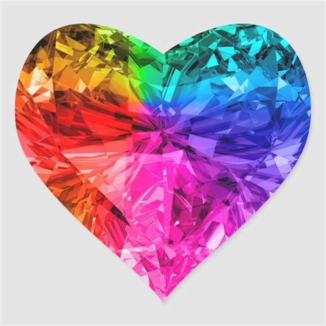 Rainbow Heart Gem Heart Sticker Rainbow Heart Heart Gem