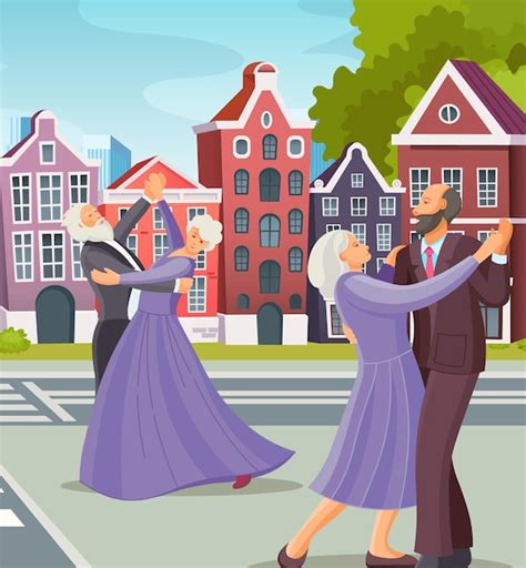 Premium Vector Old Dancing People Elderly Man And Woman Together