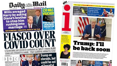 Newspaper Headlines Trump Back Soon And Fiasco Over Covid Count